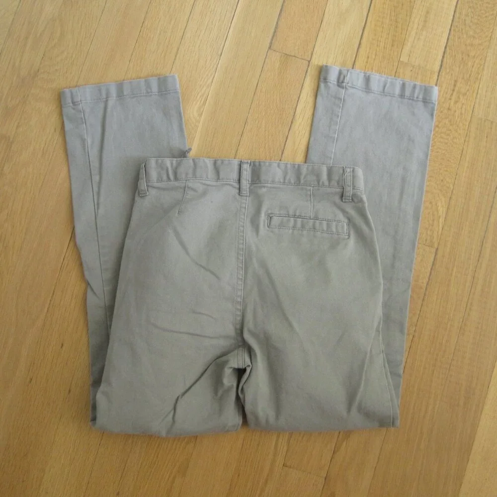 Old Navy Straight Boys Pants Size 10 Slim Grey Chino Uniform Cotton Blend